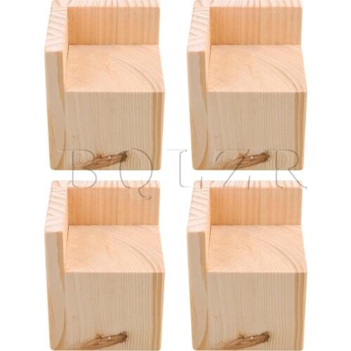 4x BQLZR 8.8x8.8x8cm Semi-closed L-shaped Wood Table Desk Bed Riser Lift Furniture Lifter Storage for 7x7cm Feet Up to 8CM Lift