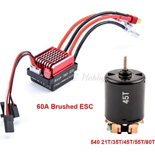 540 Motor 21T 35T 45T 55T 80T Brushed motor + 60A Brushed ESC For 1/10 1:10 RC Hobby Rock Crawler RC Car Parts