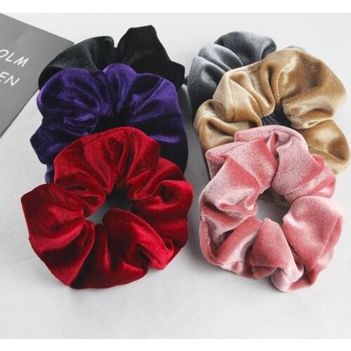 6 pieces Velvet Scrunchies Big Size Women Hair Ties Cute Elastic Hair Accessories