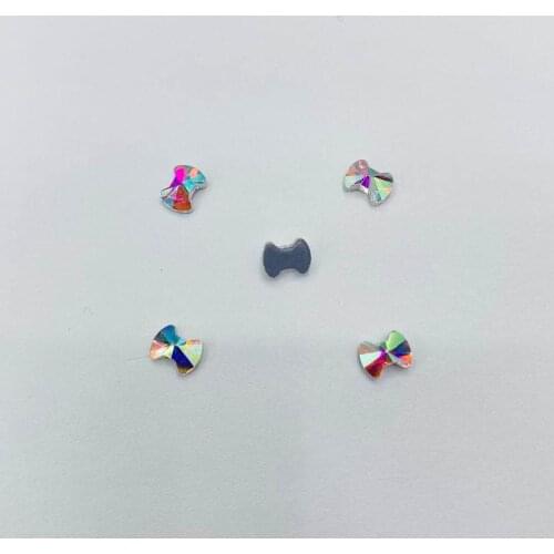 Free Shipping ! 4.5x6mm Bow Tie Shape Crystal AB Hot Fix Flat Back Iron On Rhinestone