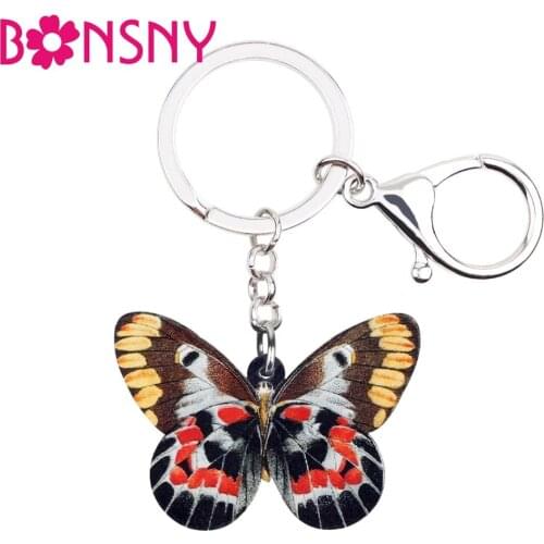 Bonsny Statement Acrylic Floral Butterfly Insect Key Chains Keychain Ring Fashion Jewelry For Women Girl Handbag Car Charms Bulk