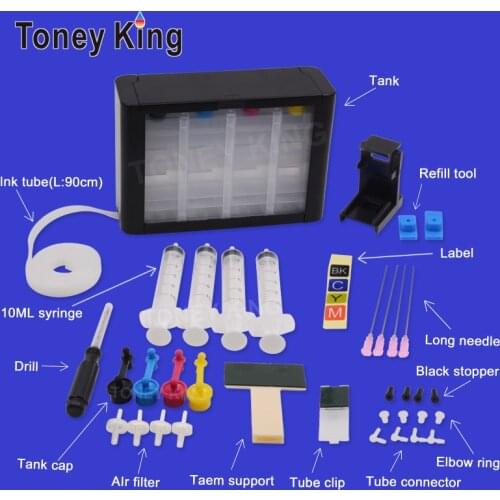 Toney King Ciss ink Tank Print Continuous System With Ink Tube For HP 27 28 XL Deskjet 450 450CI 5550 3420 3520 3550 3650 3845