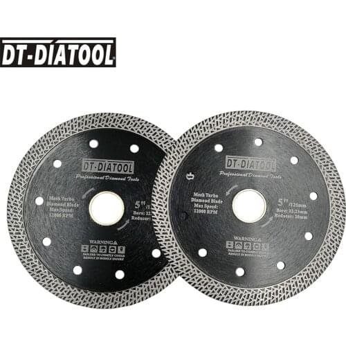 2pcs Diameter 5" Hot pressed sintered Mesh Turbo Diamond Saw blade Wheel for Hard material Dry or Wet Cutting Disc 125mm