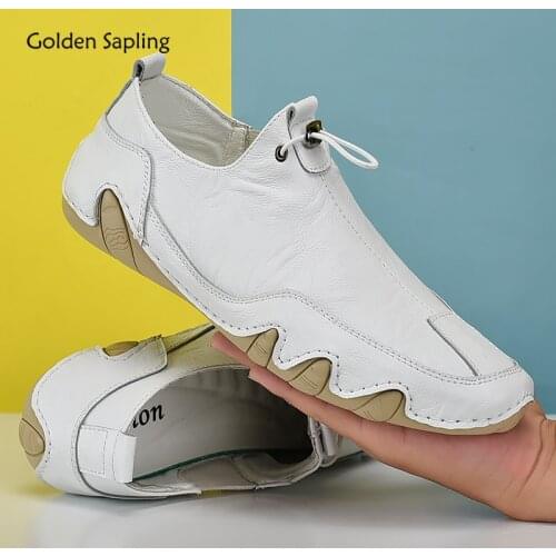 Golden Sapling Classics Mens Loafers Fashion Casual Shoes Breathable Genuine Leather Driving Flats 2021 Retro Leisure Men Shoes