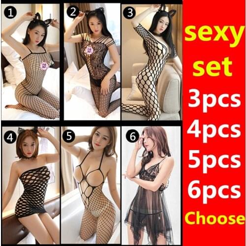 6pcs set Sexy set Lingerie Crotch Hollow Stockings Garter Fishnet Tights Pantyhose Long Stocking for women sale female couples