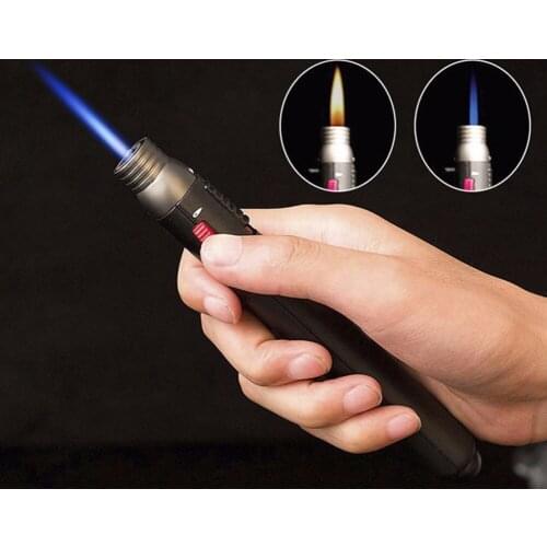 Kitchen Torch Jet Lighter Flame Pencil Butane Gas Flint Lighter Refillable Fuel Welding Gasoline Pen Lighter Windproof Outdoor