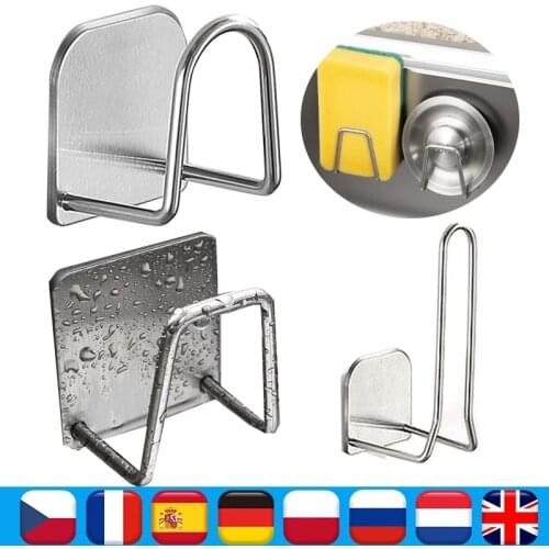 Kitchen 304 Stainless Steel Sponges Holder Sink Sponges Drain Drying Rack Self Adhesive Storage Holder Kitchen Sink Accessories