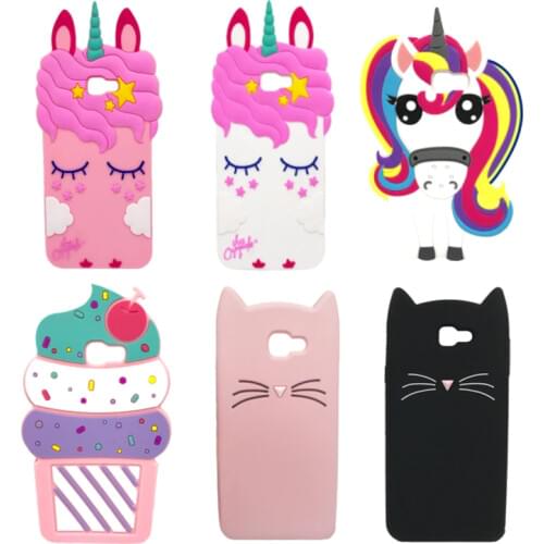 Cute 3D Cartoon Unicorn Cat Soft Silicone Phone Case For Samsung Galaxy 2016 on 5 on5 J5 Prime on 7 on7 J7 Prime Cover Bag
