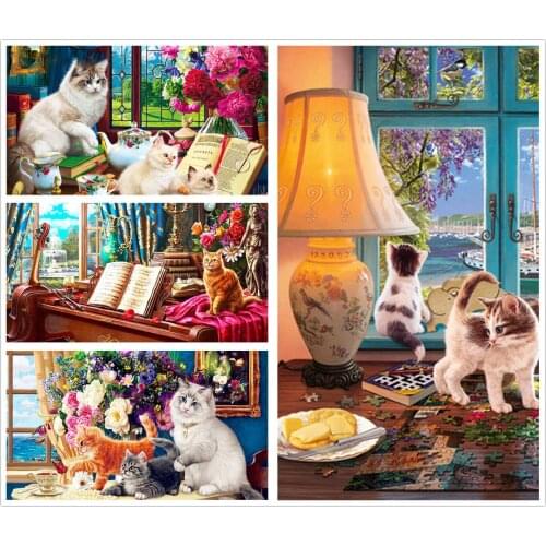 Cut Cats Pet Store Decor 5D Diy Full Square and Round Diamond Painting Embroidery Cross Stitch Kit Wall Art Handcraft Home Decor