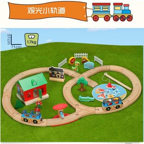 Train track toys Fishing farm track game Kids train toys compatible with Brio train tracks Childrens toy car combination