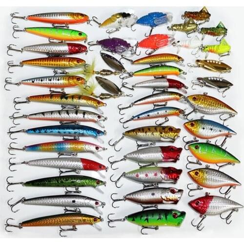 41pcs/set Mixed Models Fishing Lures Minnow VIB Crankbait Spinner Pencil Cicada Wobbler Lures Swimbait Fishing Tackle
