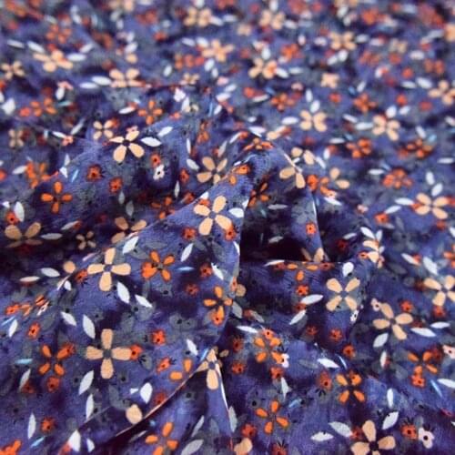 Half Meter Retro Wind Dark Grey Little Flower Elastic Chiffon Fabric For Dress Shirt Cheongsam Sewing Tissue T1601