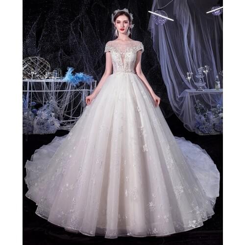 Romantic Wedding Dress Real Photo Cap Sleeve Beading Appliques Lace Princess Ball Gown Plus Size Alibaba China Robe Mariee