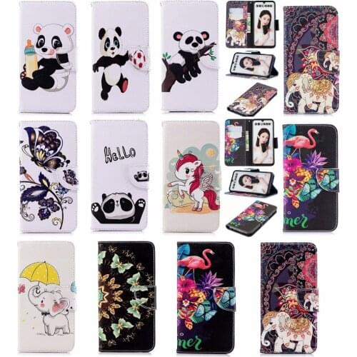 PU Leather Luxury Painted Cartoon Magnetic Flip Wallet Cover For Huawei P Smart FIG-LX1 FIG-L21 P Smart Plus INE-LX1 INE-LX2
