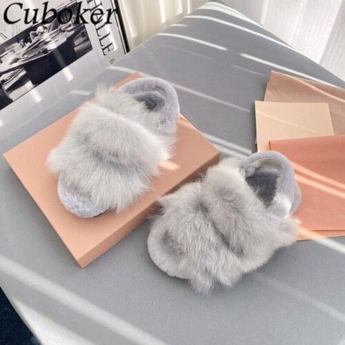 Super Cute Wool Women Sandals Flat With Slingback Slip On Ladies Mules Non-Slip Brand Designer Women Lovely Fur Sandals Mujer