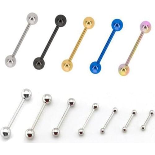 2 Pieces Gold Rainbow Long Industrial 14G 16G Barbell ringTongue Nipple Bar Tragus Ear Piercing Body Jewelry