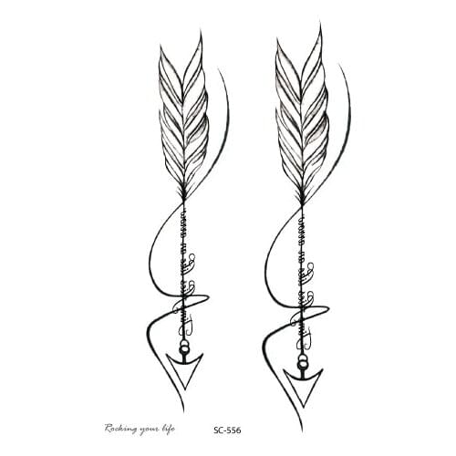 Rocooart SC556 Black White Arrows Tatuagem Women Waterproof Temporary Tattoo Sticker Body Art Fake Tattoo Drawing Taty For Men