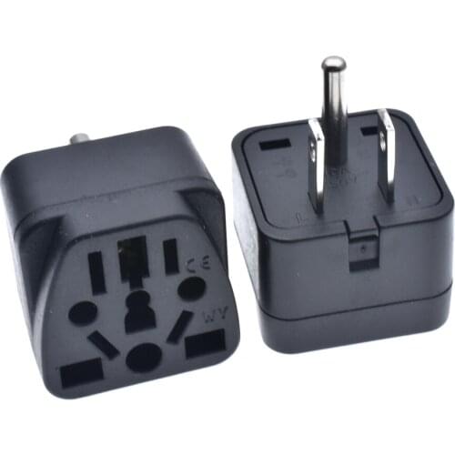 Universal Socket To US Nema 5-15P 1 Round, 2 Horizontal Pins Electrical Plug 10A 250V (Type B) Travel Adapter Home Plug 1 PCS