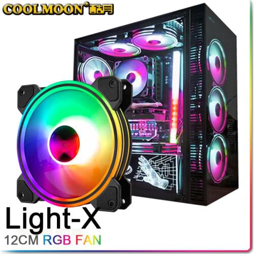 COOLMOON Ray X 120mm 1 PC Fans RGB Fan Multi-layer light 5V ARGB Chassis Quiet Case Fan