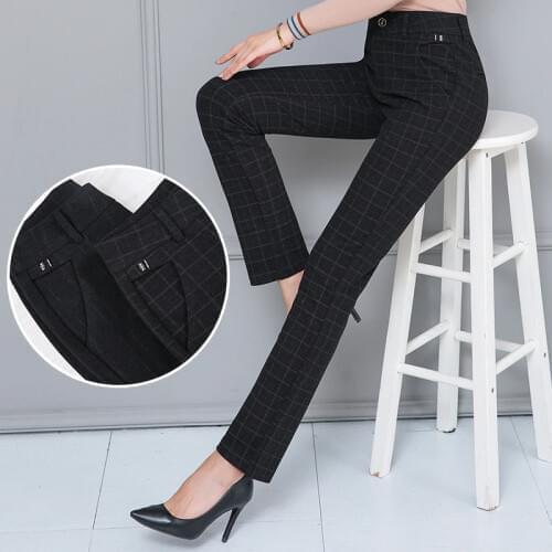 2020 Women Plaid Pants Full Length High Waist Spring Autumn Streetwear Fitness Trousers Plus Size 3XL 4XL 5XL 6XL