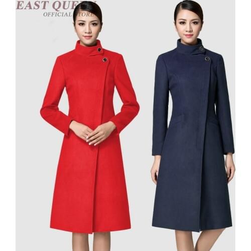 Winter women wool blends coat thick slim outwear high quality stand collar tunic blend bodycon long elegant cardigan DD386 F