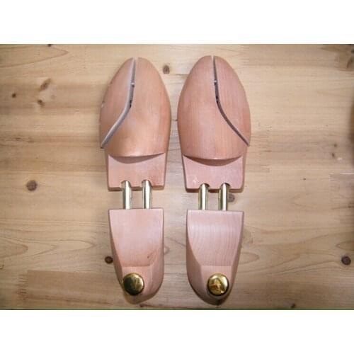 1Pair Adjustable Unisex Schima Wooden Shoe Trees Keepers Support Stretcher Spring Design High Quality Retail Wood Craft OK 0636