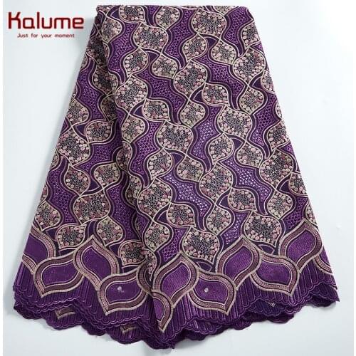 Kalume African Cotton Lace Fabric 5 Yards Nigerian Swiss Cotton Fabric High Quality Embroidery For Diy Sewing Wedding H2307