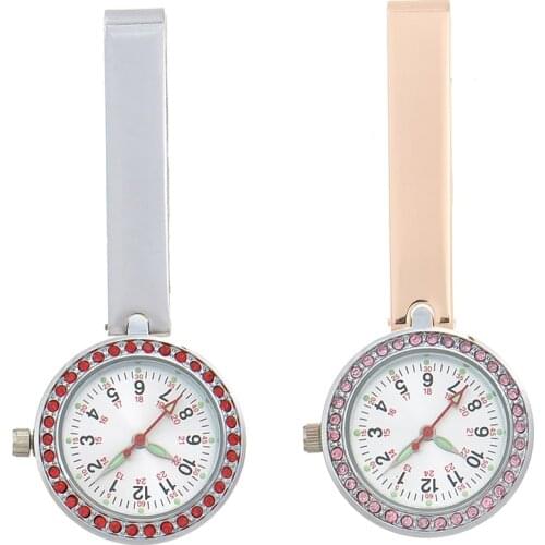 Diamond Nurse Watch Luminous Simple Medical Chest Watch Clip Buckle High-Quality Doctor Brooch Fob Clock Hospital Gift