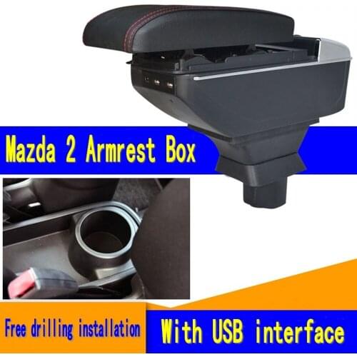 Storage Box Center Centre Console Cup Holder Dual Layer armrest box For Demio 2002-2013 2008 2009 2010 2011 2012