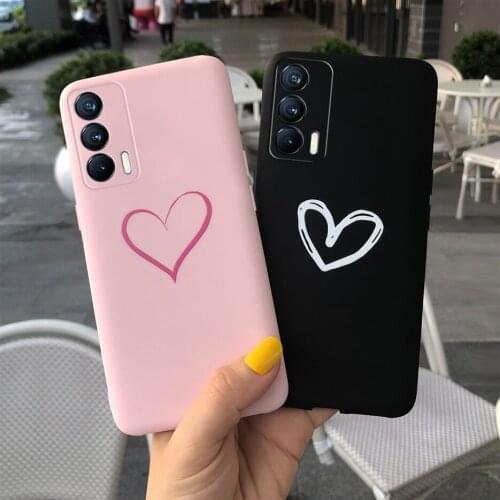 For Oppo Realme V15 Case Cute Love Heart Cover Soft TPU Fundas On For Realme V15 5G V 15 RealmeV15 Phone Cases Bumper Shockproof