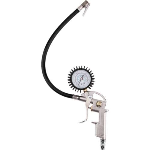 Tire Pressure Sensor Auto Manometer Tyre Pressure Tester Tire Repair Tools Lock On Chuck Flexible Hose Air Pressure Gauge Pistol