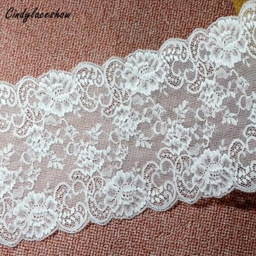 2Yards 19cm Width Elastic Embroidered Lace Trim Bra Lace Fabrics DIY Sewing Crafts Garters Garments Clothes Accessories Supplies