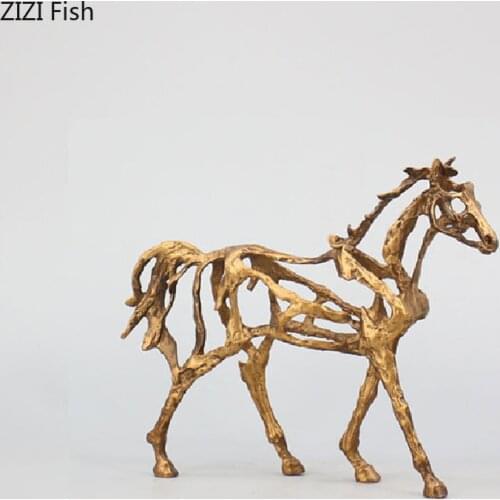 European Metal Three-dimensional Animal Sculpture Art Abstract Hollow Metal Horse Modern Figurines Crafts Furnishings Home Decor