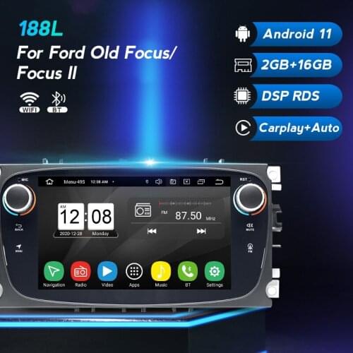 Full touch Android 11 DSP RDS Car Radio Multimedia GPS Navi Player for FORD Focus 2 II Mondeo S-MAX C-MAX Galaxy Carplay+Auto