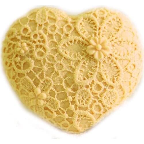 HC0014 Flower Lace Heart Shape Soap Mold Silicone Molds Candle Molds Fondant Mold Rubber PRZY Chocolate Mould Silicone