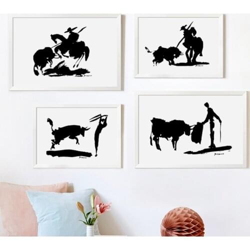 07G Picasso Abstract Black And White Matador A4 A3 A2 Canvas Art Painting Print Poster Painting Wall Living Room Home Wall Decor