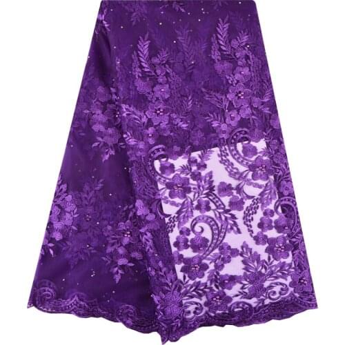 Best Selling African Lace Fabric With Purple Nigerian French Fabric 2018 High Quality African French Tulle Lace Fabric F1223