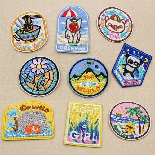 Cartoon Iron on Patch Ground Patch Ironable Landscape Cartoon Style Applique Decoration for Clothing Wholesale Handmade