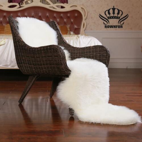ROWNFUR Sheepskin Faux Fur Carpets Rugs For Home Bedroom Kids Living Room Chair Warm High Quality Non-slip White Gray Plush Mat