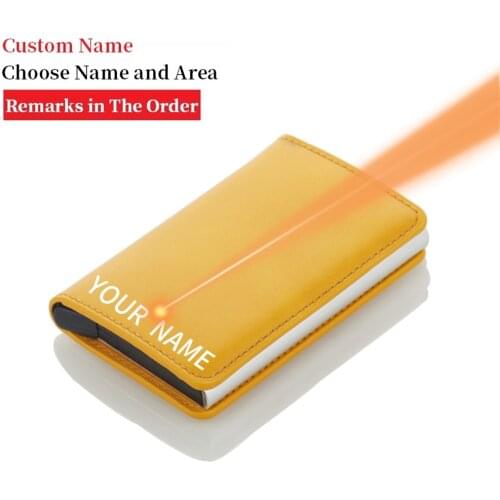 2020 New Rfid Card Money Clip Wallet Yellow Leather Men Slim Thin Money Bag Wallet Male Women Pocket Cash Holder Money Case