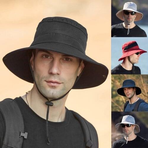 2021 Summer Bucket Hat Cowboy Men Outdoor Fishing Hiking Beach Hats Breathable Anti Uv Sun Foldable Bucket Hat Large Wide Brim