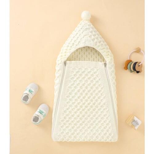 Newborn Baby Swaddle Blanket Knitted Sleeping Bag Receiving Blanket Stroller Wrap For 0-4 Months