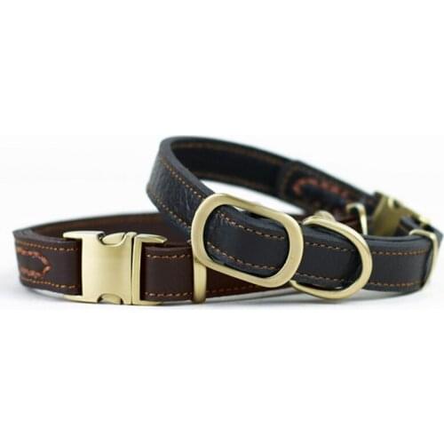 Adjustable Fashion 3 Colors Genuine Leather Cool Necklace Pet Dog Collar For Puppy Cat Medium Large Dogs Neck Strap Pet Supplies