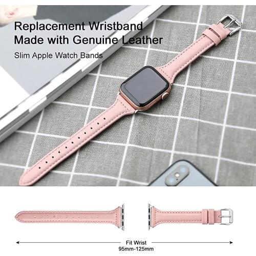 Slim Leather strap For Apple watch band 40mm 44mm 38mm 42mm Genuine Leather bracelet correa Apple watch serie 6 5 4 3 se strap