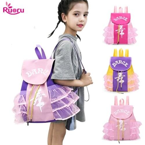 Ruoru Lace Girl Dance Bag for Girls Dance Ballet Bag for Girls Baby Children Ballerina Bag Kids Gymnastics Lace Backpack