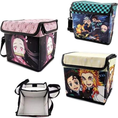 Backpack Demon Slayer Kimetsu No Yaiba Canvas Bag Kamado Tanjirou Foldable School Bags Cartoon Children Backpack Cosplay Gifts