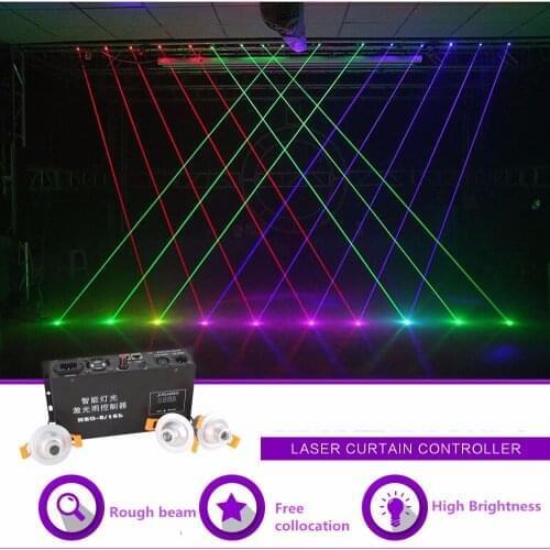 Sharelife 60pcs 500mw Blue LaserLight with 4 pcs 16Channels Control Box Laser Curtain DMX DJ Party Club Show Stage Lighting