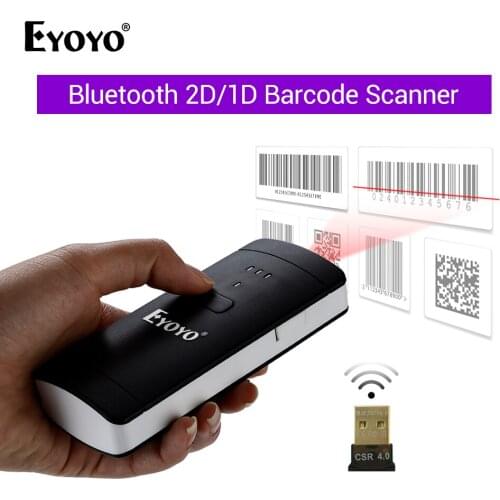 EYOYO Wireless 2D Barcode Scanner 1D PDF417 QR Code Reader Pocket Bluetooth Bar Code Scanner For Android IOS Mac Windows