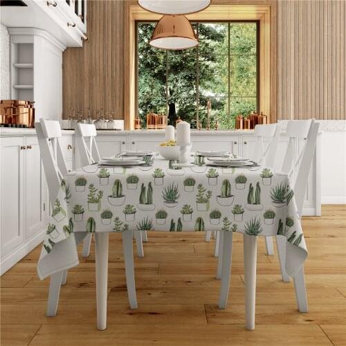 Nordic Fresh Style Picnic Table Cloth Plant Pattern 3D Printed Linen Tablecloth Washable Oilproof Home Kitchen Decor Table Cover