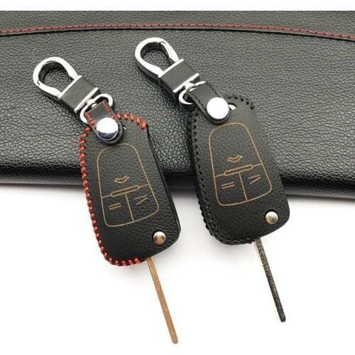 Fold Leather Key Cover For Opel Astra Corsa Zafira Antara ASTRA J Mokka Insignia For Chevrolet Cruze car key case protect shell